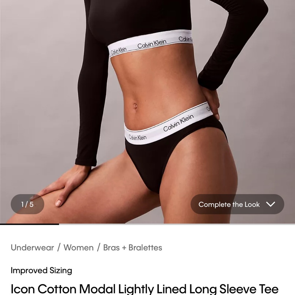 Calvin Klein Black Long Sleeve Tee Bralette